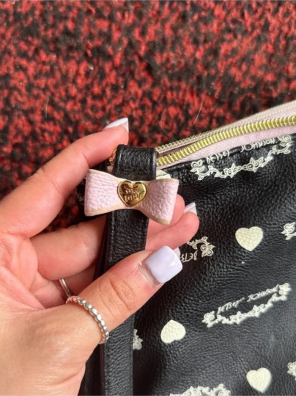 Betsey Johnson French bulldog wristlet zipper pouch